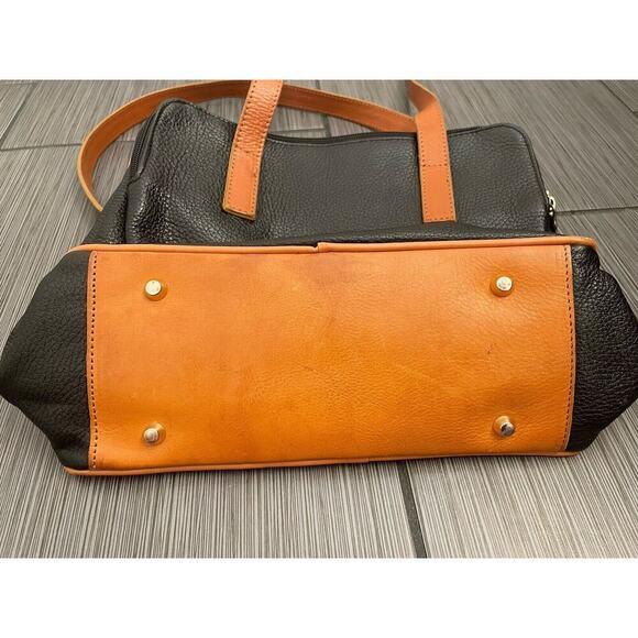 Valentina Shoulder Handbag Straps Black/Brown Genuine Leather Made In Italy - Picture 16 of 16